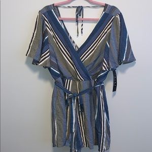 NWT Trixxi romper blue striped size XL